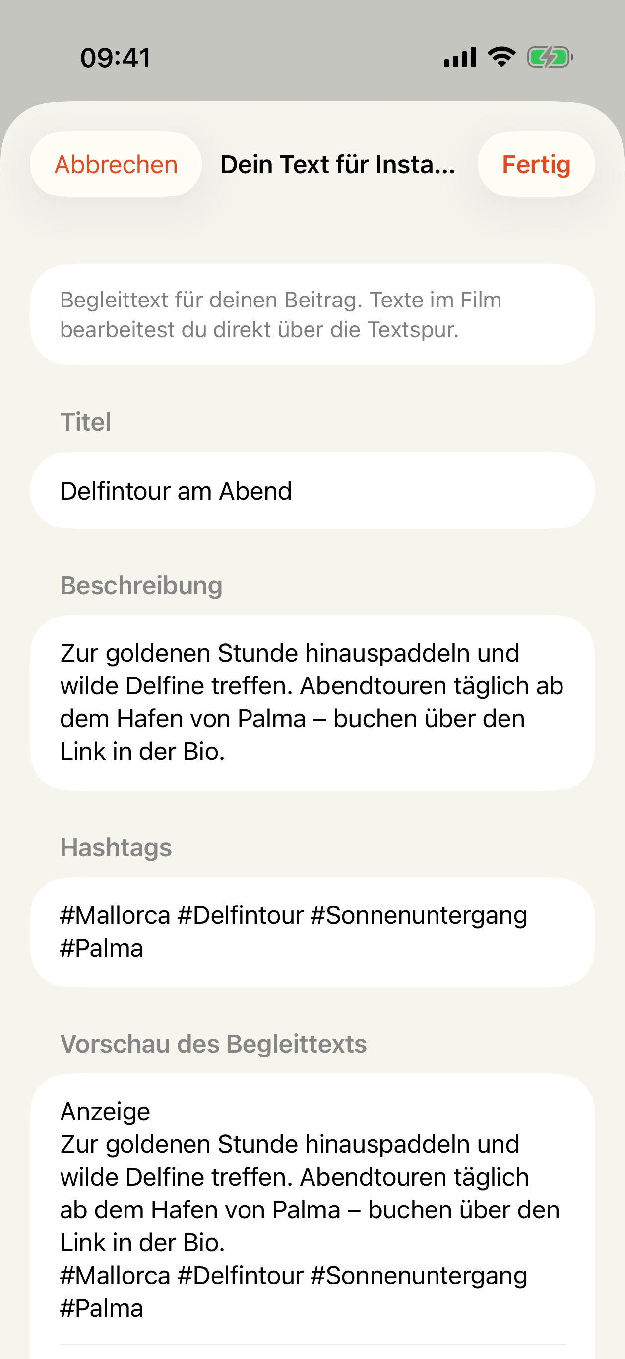 Fertiger Instagram-Begleittext mit Hashtags zum Kopieren.